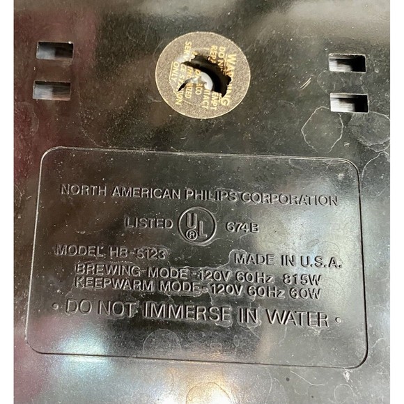 Vintage NORELCO Express HB 5123 1-4 Cup Automatic Drip Coffee Maker Tested - Picture 10 of 16